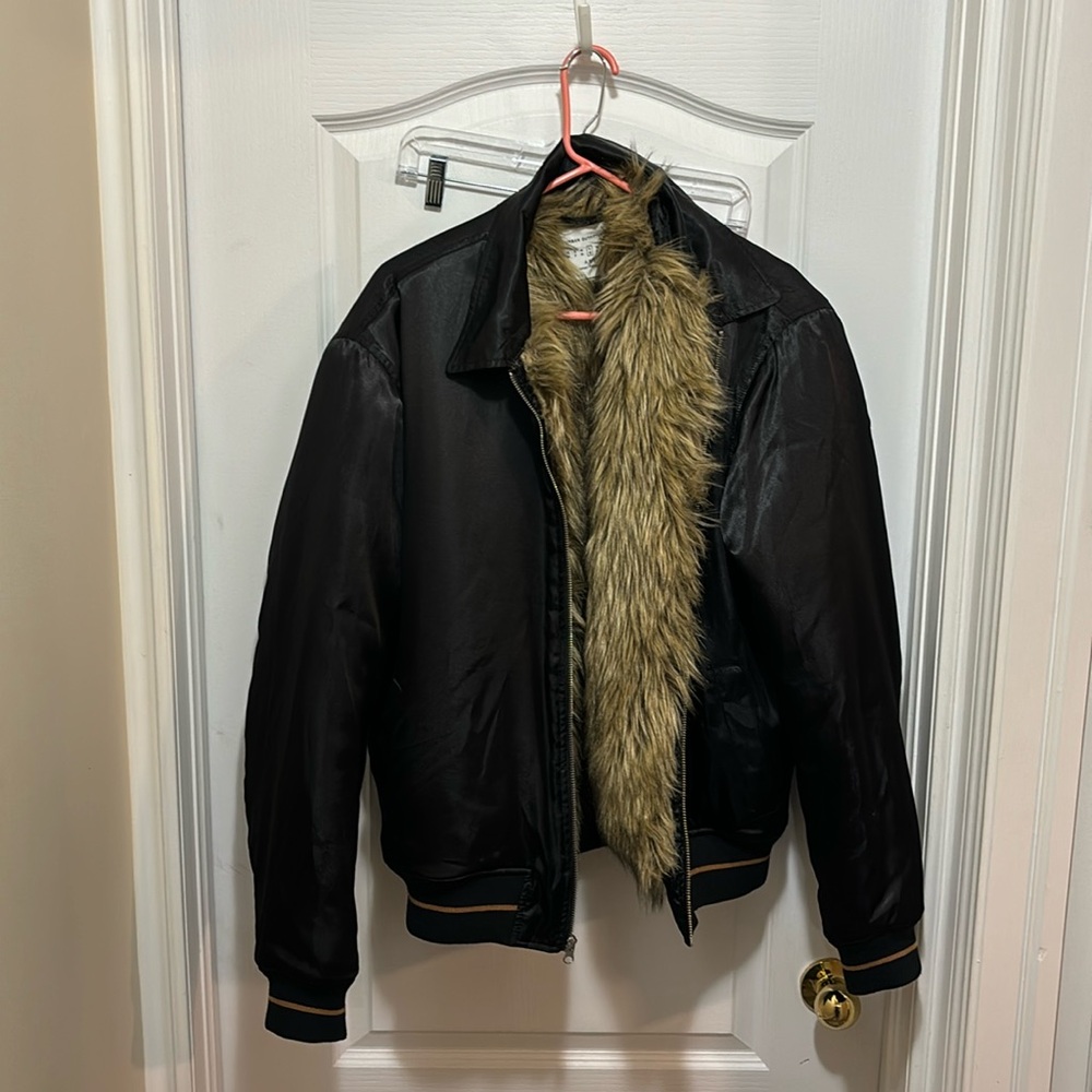 Satin Bomber w/ faux fur lining inside size L